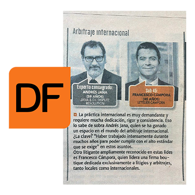 Estamos felices de informar que nuestro socio Francesco Campora Gatica fue elegido como uno de los 26 abogados más influyentes de Chile, y como uno de los 2 referentes en el área de arbitraje internacional, según Leading Lawyers 2024.